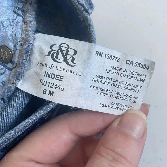 Rock & Republic INDEE boyfriend distressed jeans 6 Cropped GUC 0247 - Picture 12 of 14